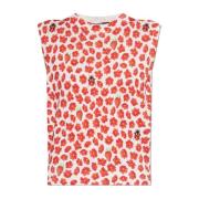 Zijden top met bloemmotief Versace , Red , Dames