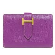 Pre-owned Leather wallets Hermès Vintage , Purple , Dames