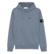 Kompas Badge Hoodie Blauw Grijs Stone Island , Blue , Heren