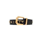 Leren riem met applicaties Versace , Black , Heren