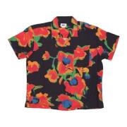 Zwarte Bloemen Korte Mouw Overhemd Obey , Multicolor , Heren