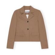 Melange Fitted Blazer in Tiger's Eye Ganni , Brown , Dames