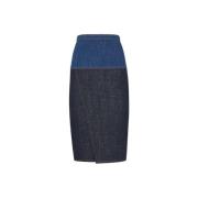 Hoge taille denim rok met diagonale snit Fendi , Blue , Dames