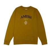 Katoenen hoodie effen kleur lange mouw Amish , Yellow , Heren