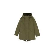 Korte Uitlopende Parka met Bontafwerking Yves Salomon , Green , Dames