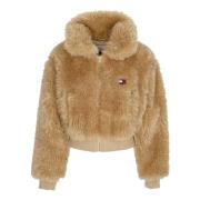 Gouden Shearling Bontjas Tommy Hilfiger , Brown , Dames