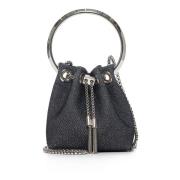 Metalen Ketting Trekkoord Glitter Mesh Tas Jimmy Choo , Gray , Dames