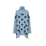 Wollen Poncho met Logo Inleg Dolce & Gabbana , Blue , Dames