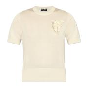 Zijden top met applicatie Dolce & Gabbana , Beige , Dames