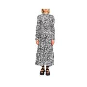 Zwarte Viscose Blend Lange Jurk Only , Black , Dames