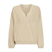 V-hals Gebreide Trui Brunello Cucinelli , Beige , Dames