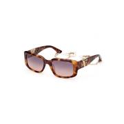 Stijlvolle zonnebril met donker Havana-frame Guess , Brown , Dames