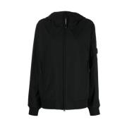 Zwarte Lens Detail Hoodie Jas C.p. Company , Black , Heren