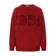 Rode Oversized Sweater met Flocked Motif Max Mara , Red , Dames