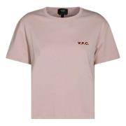 Contrasterend Logo Roze T-shirt Ronde Hals A.p.c. , Pink , Dames