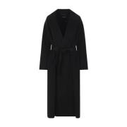 Zwarte wollen overjas met klassieke revers Max Mara , Black , Dames