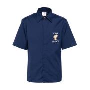 Blauwe Polo Shirt Knoopsluiting Casablanca , Blue , Heren