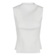 Witte Geribbelde Mouwloze Top met Zijsplitten Victoria Beckham , White...