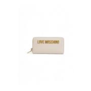 Beige Grote Portemonnee met Meerdere Compartimenten Love Moschino , Be...