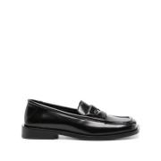 Zwarte leren loafers met diamantsnit The Attico , Black , Dames