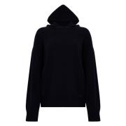 Navy Hoodie van wol voor vrouwen Msgm , Blue , Dames