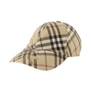 Neutrale Synthetische Check Cap met Leren Voering Burberry , Beige , U...