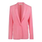 Creponne Blazer met Reguliere Revers Jucca , Pink , Dames