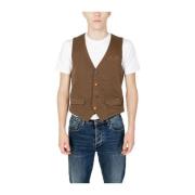 Katoenmix Suit Vest Herfst/Winter Collectie Gianni Lupo , Brown , Here...