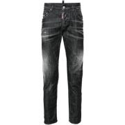 Zwarte Slim Fit Stretch Katoenen Jeans Dsquared2 , Black , Heren