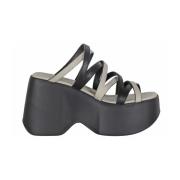 Bicolor Plateau Sandalen met Gegraveerd Logo Vic Matié , Black , Dames