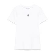 Witte T-shirt met Skull Borduurwerk Alexander McQueen , White , Dames