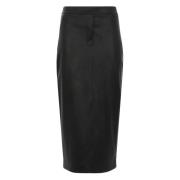 Midi Rok van Faux Leer Zwart D.Exterior , Black , Dames