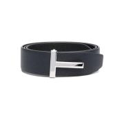 Omkeerbare leren T-riem, Zwart/Donkerblauw Tom Ford , Black , Unisex