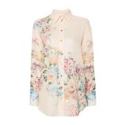 Beige Bloemen Linnen Overhemd Zimmermann , Multicolor , Dames