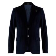 Blauwe Fluweel Blazer Heren Buitenkleding Officina36 , Blue , Heren