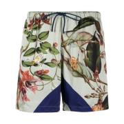 Grijze Piperi Print Elastische Taille Shorts Dries Van Noten , Multico...