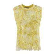 Bloemig Paillet Camisole Top Ermanno Scervino , Yellow , Dames