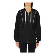 Zwarte rits hoodie met gouden studs Liu Jo , Black , Dames