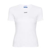 Iconisch Wit Katoenen T-shirt Slim Fit Off White , White , Dames