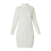 Witte Gebreide Jurk met Vlechtdetail Liu Jo , White , Dames