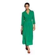 Groene Midi Jurk met Gekruiste Halslijn Moskada , Green , Dames