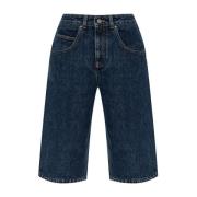 4G Geborduurde Knie-Lengte Denim Shorts Givenchy , Blue , Dames