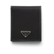 Zwarte Bi-Fold Portemonnee Heren Accessoires Prada , Black , Heren