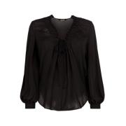 Zijden Ruche-Trim Top Roberto Cavalli , Black , Dames