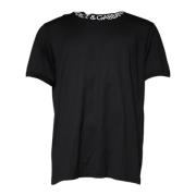 Zwart Logo Detail Crewneck T-shirt Dolce & Gabbana , Black , Heren