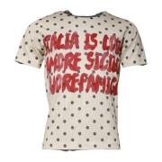 Polka Dot Grafische Print T-shirt Dolce & Gabbana , Beige , Heren