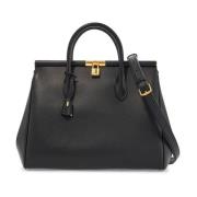 Elegante Zwarte Kalfsleren Handtas Dolce & Gabbana , Black , Dames