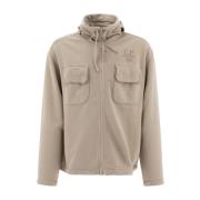 Geborsteld Diagonaal Fleece Hoodie Jassen C.p. Company , Beige , Heren