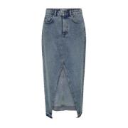 Blauwe Katoenen Lange Rok Damesmode Only , Blue , Dames