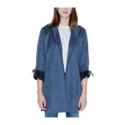 Blauwe Polyester Blend Jas Mantel Only , Blue , Dames